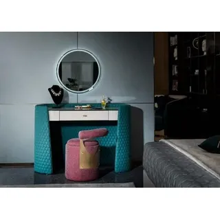 Schminktisch Turkis Holz Leder Schlafzimmer Konsolen Tische Design Schmink Luxus - Türkis