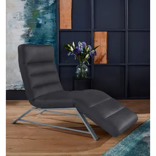 W.Schillig Relaxliege daily dreams Leder/Polyester 75 x 91 x 170 cm grau mit Kissen