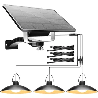 warmweiß-1 Solarpanel auf 3 Lampe-DDP LED Solar Sensorleuchte Hängeleuchte, IP65 Wasserdicht Außenleuchte Solarlampen, Gartenbeleuchtung, Pendelleuchte Beleuchtung für Außen Shop Yard