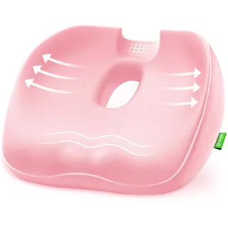 AUVON Sitzkissen Orthopädisch, Ergonomisches Hämorrhoiden Sitzkissen mit Loch & U-förmigem Design, Sitzpolster Steißbeinkissen Entlastung, Bürostuhl, Auto, Rollstuhl, Ischias, Schwangerschaft (Rosa)
