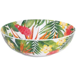 Les Jardins de la Comtesse - Große Salatschüssel aus reinem Melamin - 31 cm - Exotische Blumen - Rot und Grün - Tafelservice aus der Kollektion MelARTmine - unzerbrechliches Geschirr