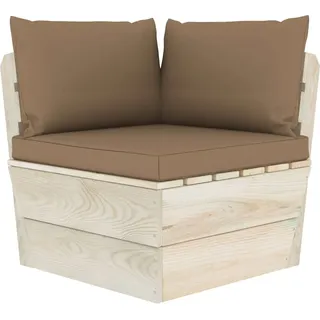 vidaXL Garten-Paletten-Ecksofa mit Kissen Imprägniertes Fichtenholz - Taupe