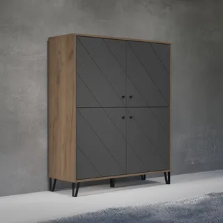 Home Affaire Highboard 123 x 136 x 40 cm Eiche kraft Gold / Graphit