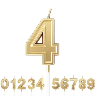 URAQT Geburtstag Zahl Kerzen, Gold Glitzer Geburtstagskerzen, Dekorative Geburtstagstorte, Hochzeitsparty, Abschlussfeier Usw 4.