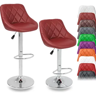 TRESKO 2er Set Barhocker Weinrot Barstuhl 360° Frei Drehbar Sitzhöhenverstellung 60-80cm - Rot