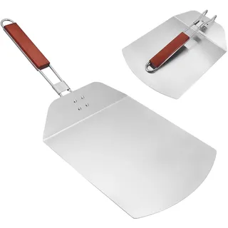 CheurYae Faltbarer Pizzaschieber, Edelstahlspatel mit faltbarem Holzgriff, 30,5 cm Pizzaschieber zum Backen von hausgemachter Pizza, Gebäck, Teig, Brot