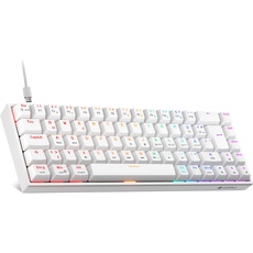 KOORUI Mechanisch Tastatur, 60% Gaming Tastatur mit 12 Tasten Multifunktionstaste USB Kabel Volles Tasten-Rollover Deutsches Layout QWERTZ für Windows MacOS Linux-Rotem Schalter, Weiß