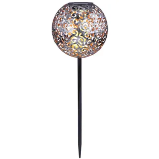 LED Solar Außen Steck Leuchte Terrassen Dekor Geflecht Kugel Erdspieß Lampe silber Globo 33743