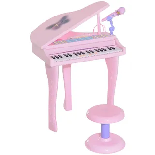 Homcom Kinder Klavier Piano Keyboard Musikinstrument MP3 USB 37 Tasten mit Hocker , Rosa , Kunststoff , 39x69x48 cm , Spielzeug, Sonstiges Spielzeug