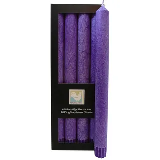 Stearin Stabkerzen, 250 x 22 mm, Violett, 4er-Pack, Bio - Kerzen/Stearin - Leuchterkerzen