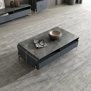 Couchtisch Tisch Luxus Design Tische Kaffee Beistelltische Wohnzimmer Stein Neu - Grau