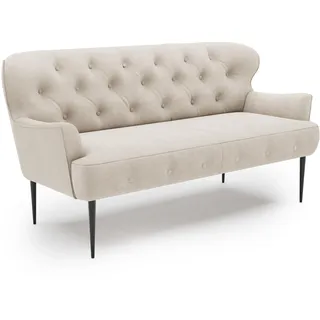 CAVADORE 2,5-Sitzer Küchensofa Amba, Trendige Sitzbank für Küche oder Esszimmer / 173 x 97 x 87 / Hochwertiges Flachgewebe: Naturweiß