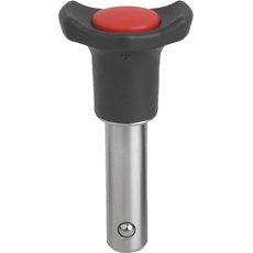 KIPP – Bedienteile | Normelemente K0363.3808020 Kugelsperrbolzen, Form AThermoplast, selbstsichernd, Komp:rot, Durchmesser 8 mm, 20 mm, verkehrsrot ral3020, Länge L: 20mm