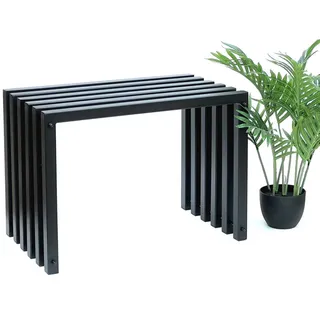 DanDiBo Hocker Metall Schwarz Sitzbank Massiv Wetterfest 60 cm Sitzhocker Ela , 60x43.5x37 cm , Gartenmöbel, Gartenbänke
