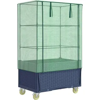 vidaXL Hochbeet mit Aufsatz und Rollen Rattan-Optik 80x50x182 cm - Grau