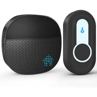 SURFOU Funkklingel 400M Reichweite Funk Klingel haustür IP55 Aussen Wasserdicht Kabellose Türklingel Sender mit Batterien mit 55 Klingeltönen, 5 Lautstärken, LED Blinken, Schwarz