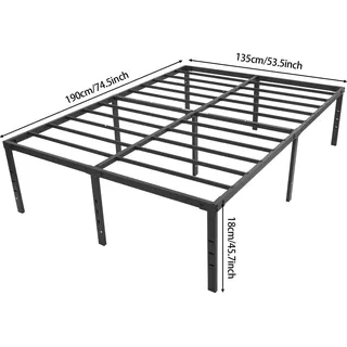 Doppelbett Rahmen - Klappbares Bettgestell - Schwer belastbar, Platzsparend, Stabile Metallkonstruktion, Modernes Design, Für Schlafzimmer und Gästezimmer, Schwarz - Schwarz