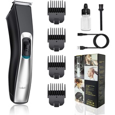 Haarschneidemaschine für Männer Bart Trimmer Haarschneider Akku Haartrimmer IPX7 Wasserdichter (A-schwarz)
