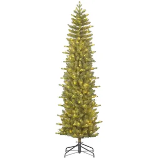 Black Box Trees Harma Schmaler Künstlicher Weihnachtsbaum mit LED-Lichtern - H215 x Ø66 cm - Grün