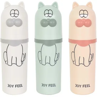 3 Stück Zahnputzbecher Kinder, Zahnbürsten Etui Kinder, Portable Zahnputzbecher Kinder, Zahnputzbecher Set, Zahnbürsten Etui Karikatur Katze Tier für Camping Geschäftsreisen Reisen Wandern