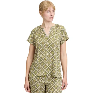 Cartoon Blusenshirt mit Muster in Grün/Violett | Gr.: 34