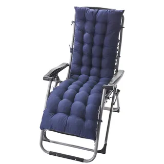 Liegenauflage, Auflage für Gartenliege 155 x 48 x 8 cm, Polsterauflage für Sonnenliege, Ideal für Rattanstuhlkissen, Sofakissen, Liegestuhl-Kissen, Faux Leinen Chaise Lounge Kissen (Marineblau)