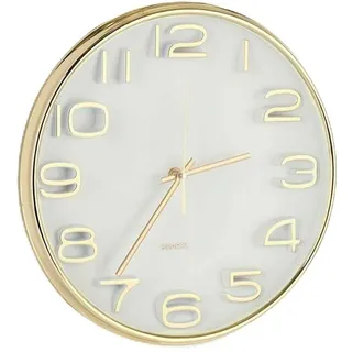 Bigbuy Runde Wanduhr Gold Plastikglas 33 x 33 x 5,5 cm (6 Einheiten)