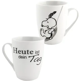 United Labels The Peanuts Tasse 280 ml, Heute ist dein Tag, Weiß, Kaffeebecher aus Steingut, Kaffeetasse mit Geschenkbox, Snoopy Geschenke