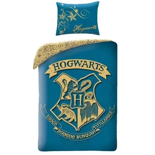 Harry Potter - Kinder-Bettwäsche-Set, 140x200 & 70x90 cm, Hogwarts - Blau