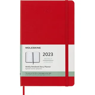 Moleskine Wochenplaner 2023, 12-Monats-Wochenkalender, Wochenplaner und Notizbuch, Hardcover, Großformat 13 x 21 cm, Farbe Scharlachrot, 144 Seiten