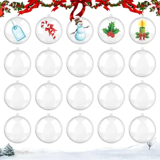 20 Stück Weihnachtskugeln Zum Befüllen,Durchsichtige Weihnachtskugeln,Christbaumkugeln Plastik,Weihnachtskugel Bemalen Foto Kugeln Basteln Durchsichtig,Durchsichtige FüR Gestalten Kinder (8cm)