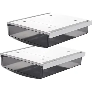 TUKA 2X 1,7L Unterschreibtisch-Schubladen 21x18x5,4cm, Selbstklebende Schubladen, Versteckte Unterbauschublade Aufbewahrungsbox unter Schreibtisch, Utensilien Stiftebox Schwarz 2er Set TKD8607