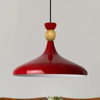 bamyum Champion Pendelleuchte Rot aus Holz und Metall 35 cm, Hängelampe Esstisch, Küchenlampe Hängend E27, Hängelampe Rot für Kinderzimmer, Schlafzimmer, Wohnzimmer
