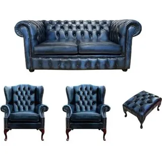 Chesterfield Sofagarnitur Leder Textil Chesterfield Komplett Set Sofa Couch 431 - Beige