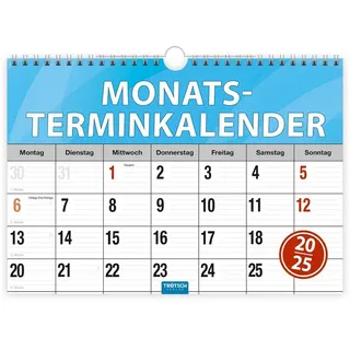 Trötsch Verlag Trötsch Monatsterminer Monatsterminkalender 2025 mit Wire-O-Bindung: Monatskalender Planer Bürokalender Terminer