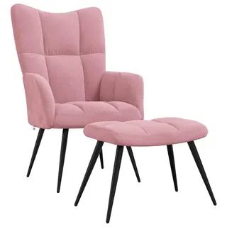 vidaXL Relaxsessel mit Hocker Rosa Samt