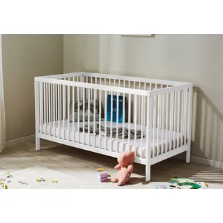 Kids Collective Babybett Kinderbett Gitterbett 60x120 & 70x140 cm höhenverstellbarer Lattenrost & herausnehmbare Sprossen stabiles Buchenholz | ab Geburt bis zum 3. Lebensjahr Made in EU | weiß