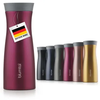 Blumtal Thermobecher 380 ml - Kaffeebecher to go aus Edelstahl - auslaufsicherer Isolierbecher kalt/heiß - Coffee Mug + 360° Trinköffnung - Thermobecher Kaffee to go + Quick-Press-Verschluss - Pink