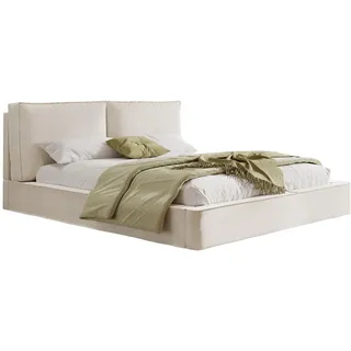 Flieks Polsterbett Beige Chenille 180x200 Lattenrost Kopfteil , Textil , 180x200 cm , Schlafzimmer, Betten, Polsterbetten