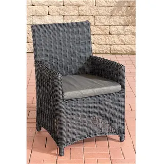 CLP Polyrattan Gartenstuhl Fontana 5mm schwarz Polsterfarbe Anthrazit - Schwarz