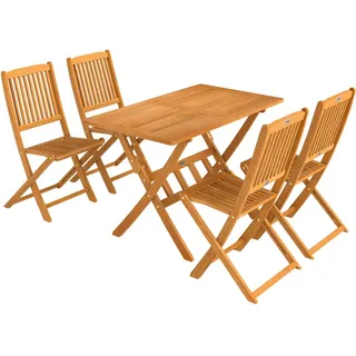 Outsunny Outdoor Essgruppe 5Er-Set aus Akazienholz Braun , Akaziefarben , Holz , 5-teilig , rechteckig , Gartenmöbel, Gartengarnituren, Gartenmöbel-Sets
