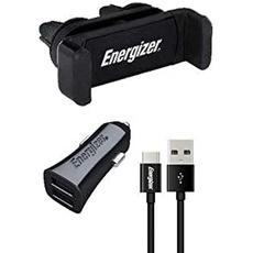 ENERGIZER CKITB2CC23 - Kfz-Einbausatz - Cliphalter - 3,4 A - 2 USB - Blitzkabel im Lieferumfang enthalten/MFI-kompatibel - Zigarettenanzünderbuchse - Schnellladung und Synchronisation - Schwarz