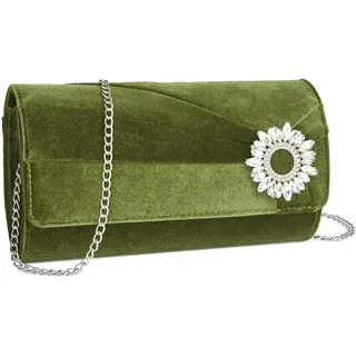 Miss Lulu Daman Clutch Samt Green
