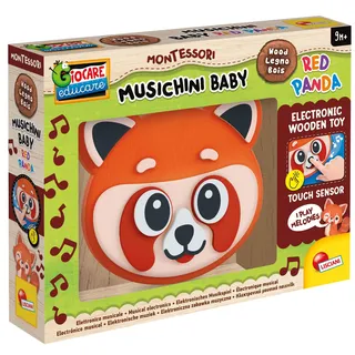 Liscianigiochi-Montessori Baby Wood- Musik: Roter Panda- Interaktives Musikspielzeug aus Holz für Babys ab 9 Monaten-Musikalisch und Leuchtend-Elektronisches Spielzeug- Fördert sensorische Entdeckung