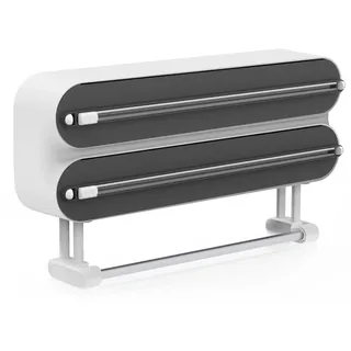 3 in 1 Frischhaltefolienspender mit Cutter, Küchenrollenhalterung mit Küchenrollenhalter, Alufolienspender und Frischhalte, Küchenrollenhalter Ohne Bohren,Wandrollenhalter Küche