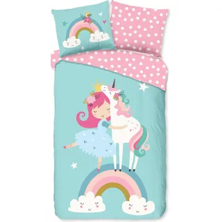 Good Morning KinderBettbezug "Einhorn mit Regenbogen" - multi - (140x200/220 cm) - Baumwolle