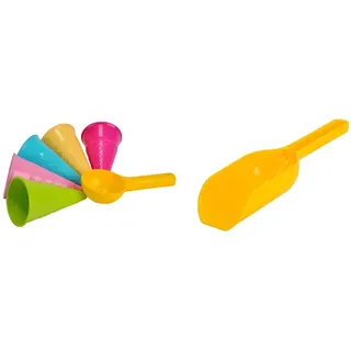 Simba 107108605 - Sandformen EIS, 5 Waffeln, 1 Portionierer, Sandspielzeug, 15cm, Sandkasten, Mehrfarbig & 107108793 - Kunststoff Mehlschaufel, 23cm, 100 Gramm, erhältlich in 4 Farben, ab 10 Monate