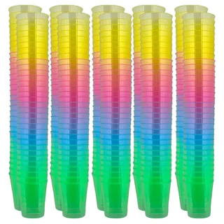 MIJOMA Unzerbrechliche Schnapsgläser aus Kunststoff, Robuste Shotgläser. Jello Shots, Desserts, Party, Hochzeit, Geburtstag. Geschirrspülergeeignet, Wiederverwendbar. 29ml (Regenbogen, 320 Stück)