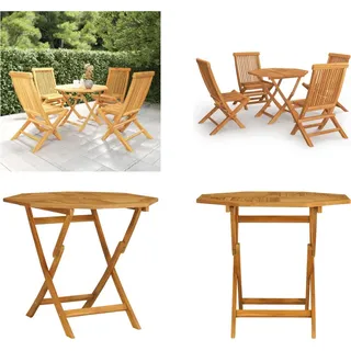 vidaXL 5 tlg. Garten Essgruppe Massivholz Teak - Garten-Essgruppe - Garten-Essgruppen - Gartenmöbel-Set - Gartenmöbel-Sets - Braun