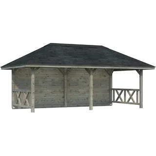 Palmako Holz-Pavillon Bianca 16,6 m2 Set 2 Grau Tauchgrundiert